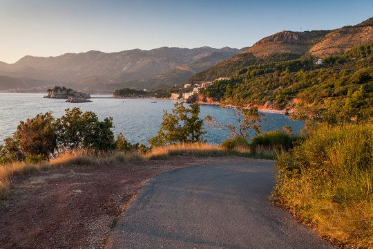 Coast of Montenegro. The road to Sv. Stefan