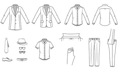 Men's clothes, Garment illustration, Office wear, vector © dilyanah