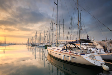 Sunset in Alimos marina in Athens, Greece. - Powered by Adobe