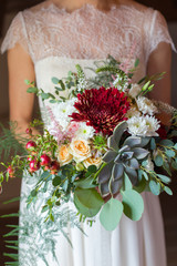 bridal bouquet with succulent