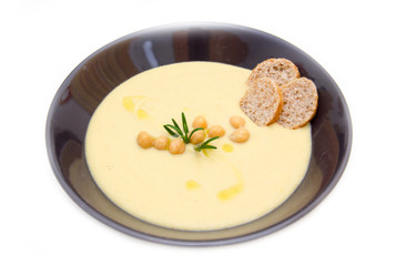 Cream of chickpeas on a white background
