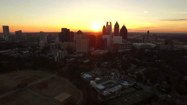 Atlanta Aerial Cityscape Sunset Park