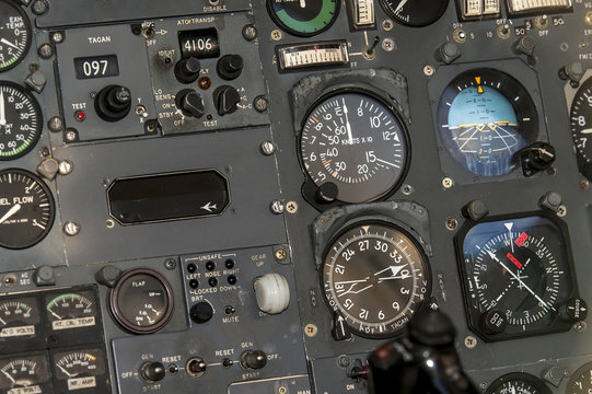 Jet cockpit instrument panel background