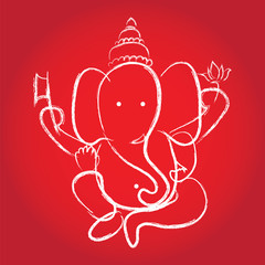 Hindu God Ganesha. Vector illustration.