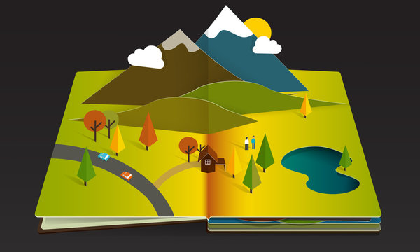 Fall Season Mountain Forest Popup Book Paper