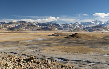 Tibetan plateau with Everest view, Tibet