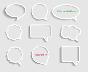 White paper Speech Bubbles Set. Vector eps10