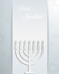 Happy hanukkah card with abstract 3d menorah. Vector eps10.