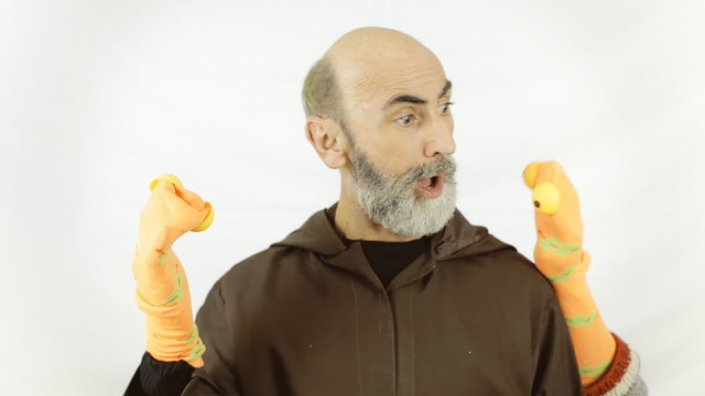 Friar sock puppets amusing