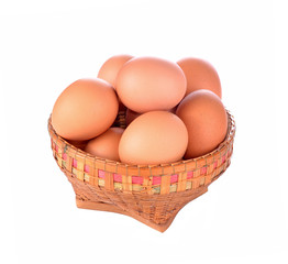 Egg in a basket isolated on a white background