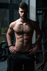 Fototapeta na wymiar Young Handsome Man Posing In The Gym