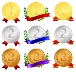 金銀銅メダル（月桂樹、順位付き）