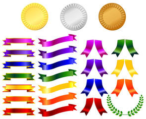 金銀銅メダル（放射柄フレーム）とリボンセット