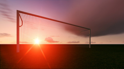 Soccer goal on the football field