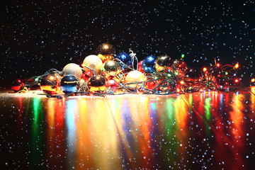 Fototapeta na wymiar Christmas decorations for Christmas and New Year background