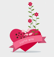 Happy valentines day, wedding cards design with Floral bouquets