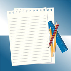 Notepad and pencils vector illustration