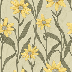 retro daisy seamless pattern