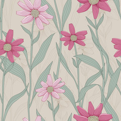 retro daisy seamless pattern