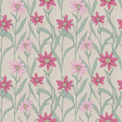 retro daisy seamless pattern