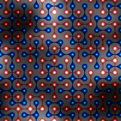 Joined glowing dots on dark blurred background.