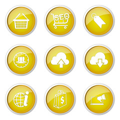 SEO Internet Sign Yellow Vector Button Icon Design Set 7