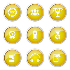 SEO Internet Sign Yellow Vector Button Icon Design Set 9