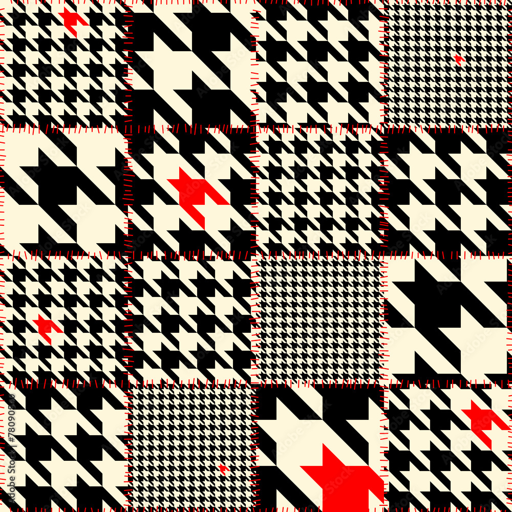 Aufkleber Patchwork of houndstooth