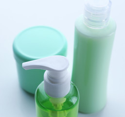 Cosmetic bottles isolated on white