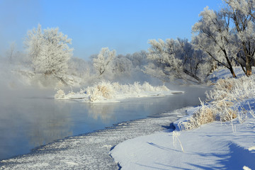 fog over winter river