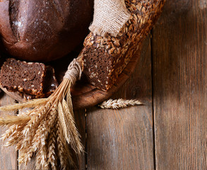 Different bread on table close-up