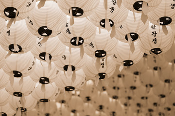 paper lanterns - sepia effect picture