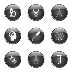 Science Instruments Black Vector Button Icon Design Set