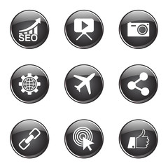 SEO Internet Sign Black Vector Button Icon Design Set 1