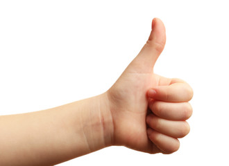 Child hand isolated on white
