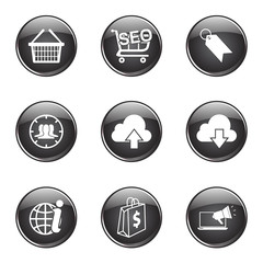SEO Internet Sign Black Vector Button Icon Design Set 7