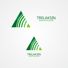Logo combination of a triangle and signal.
