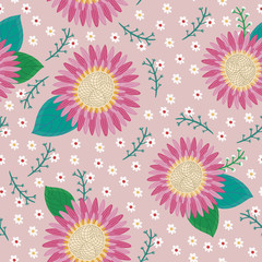 lovely pink flower seamless pattern