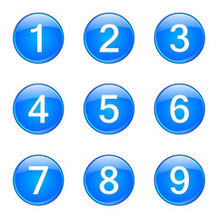 Numbers Counting Blue Vector Button Icon Design Set