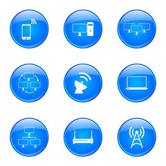Telecom Communication Blue Vector Button Icon Design Set 2
