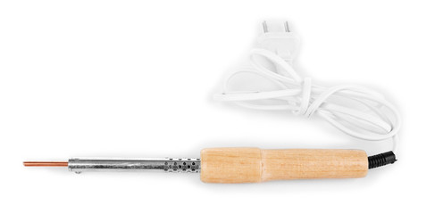 Electric soldering iron isolated on white