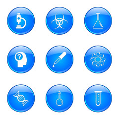 Science Instruments Blue Vector Button Icon Design Set