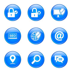 SEO Internet Sign Blue Vector Button Icon Design Set 3