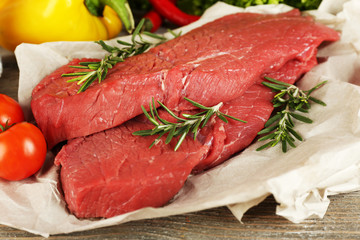 Raw beef steak
