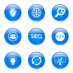 SEO Internet Sign Blue Vector Button Icon Design Set 2