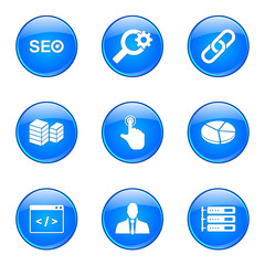 SEO Internet Sign Blue Vector Button Icon Design Set 11