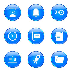 Time Duration Blue Vector Button Icon Design Set