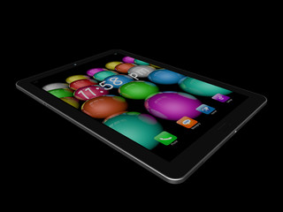 Tablet with colorful application icons,tablet  illustration