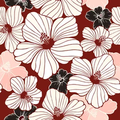 Fotobehang simplicity hibiscus seamless pattern © JoyImage