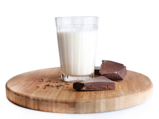Glass of milk with chocolate chunks